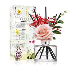 COCODOR Rose Flower Reed Diffuser/Black Cherry/6.7oz(200ml)/1 Pack/Reed Diffuser, Reed Diffuser Set, Oil Diffuser & Reed Diffuser Sticks, Home Decor & Office Decor, Fragrance and Gifts
