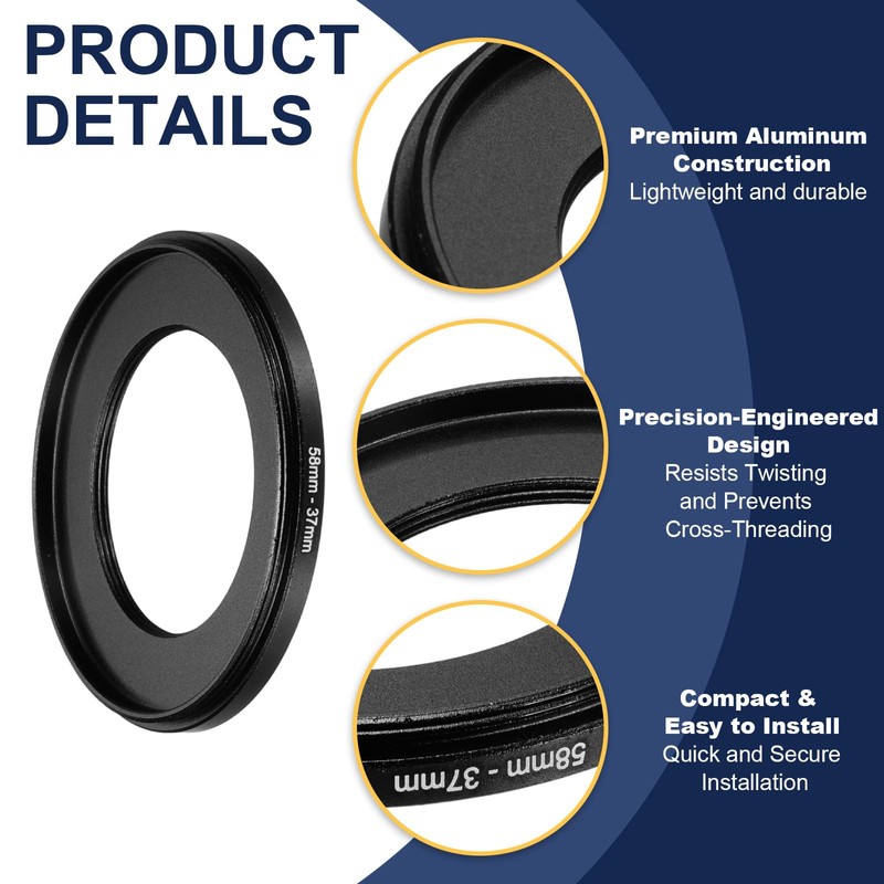 PATIKIL Step Down Ring Adapter 58mm to 37mm, Filter Step-down