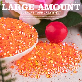 BELLEBOOST Resin Rhinestones Kits, 2/3/4/5/6mm Flatback Jelly Rhinestones, 2 Box Orange AB Non Hotfix Crystal Gems for DIY Crafts Mugs Bottles Tumblers Clothes Makeup Nail Manicure