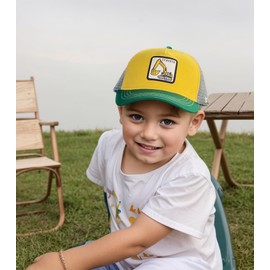 Wodeal Boys Excavator Trucker Hat, Adjustable Embroidered Mesh Baseball Cap Snapback for Kids Age 2-6 Yellow