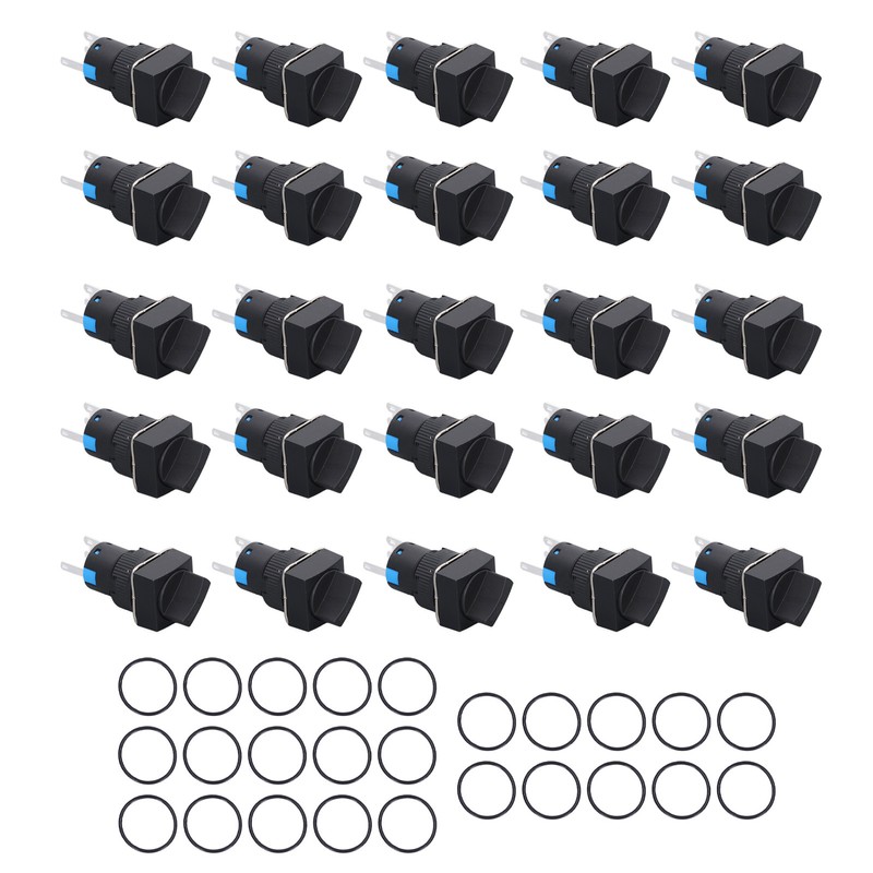25Pcs Rotary Switch Knob 2 Position Self Locking Square Selector