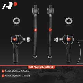 A-Premium Set of 4, Front Inner & Outer Tie Rod End Kit, Compatible with Toyota MR2 Spyder 2000 2001 2002 2003 2004 2005