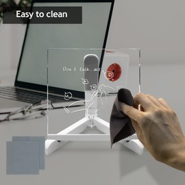 Yan-tech Acrylic Handwriting Transparent Message Board LED Night Light 5.91 * 5.91IN DIY Drawing Doodle Note Memo Erasable Pen Warm White USB Powered Bedside Lamp Stand for Office Desktop Decor