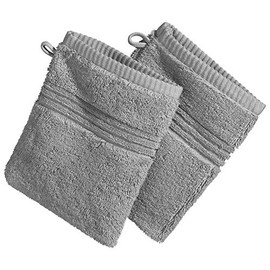 Erwin Müller Walk Terry Wash Mitt Constance Pack of 2 Silver Size 15 x 21 cm – Very High Quality and Ultra Absorbent, 100% Cotton