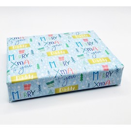 2 Sheets Merry Xmas To You Daddy Wrapping paper Christmas Blue Family Relation Giftwrap (PA)