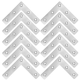 12 PCS L Shaped Brackets, L Shape Flat Fixing Mending Plates, Mending Plates, for Repair Fixing Joining Furniture(80x80mm)