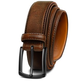 KEMISANT Men Belt-Genuine Leather Belt for Men Dress Casual Golf Jeans 1 3/8"(Deep Brown,38"-40" Waist Adjustable)