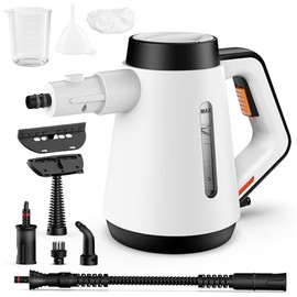 Fippesax Handheld Steam Cleaner, 400ml Pressure Multi-Purpose Steam Cleaner with 9 Piece Accessories (Weiß)