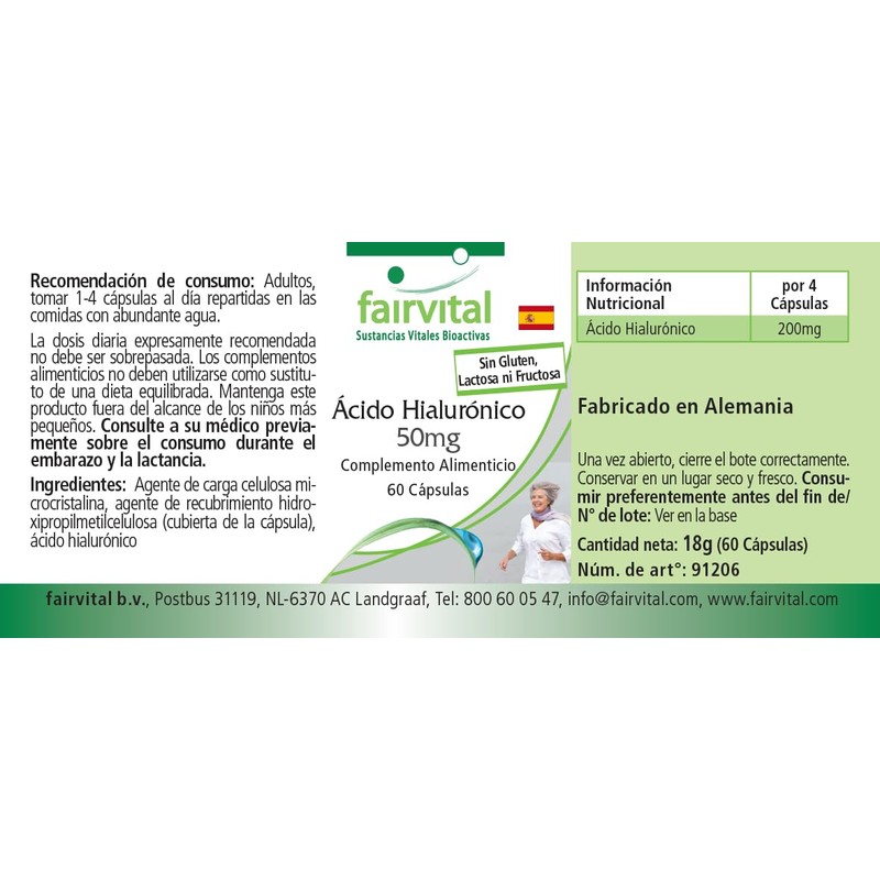 Hyaluronic Acid 50 mg - Vegan - 60 Capsules