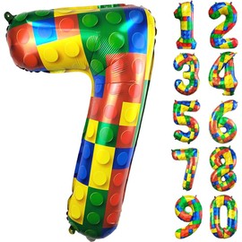 Block Balloons, 7 Years Old, Number Balloons, Number 7, Balloons, Blocks, Numbers, Balloons, Colorful Numbers, Balloons, Large, Birthday, Decoration, Balloons, 32 Inches (7, Blocks)