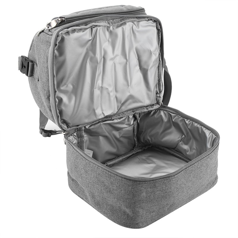 7L Portable Double Layers Insulated Bento Bag Lunchbox Tote for