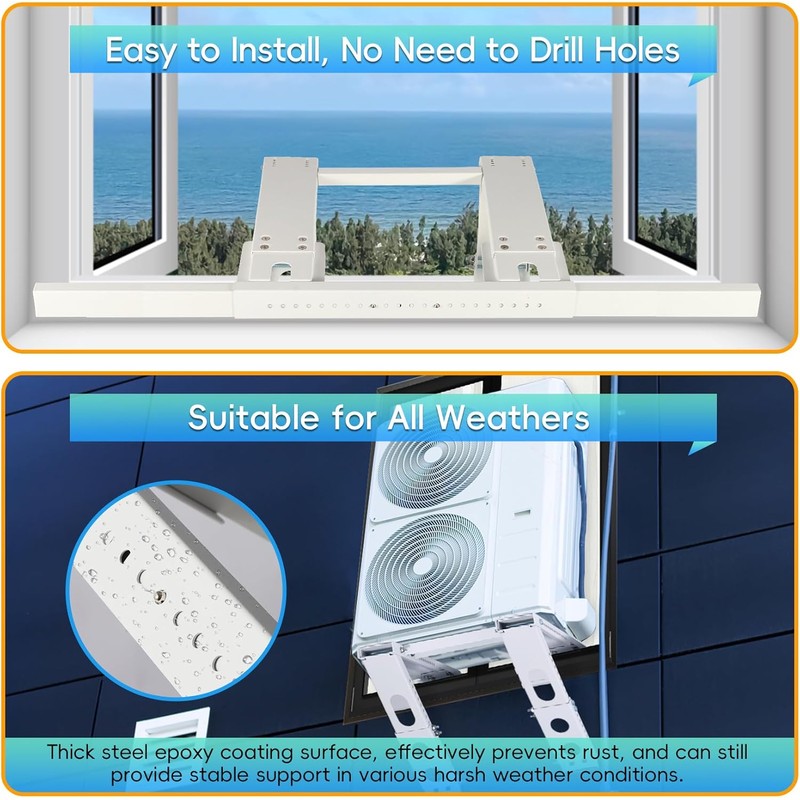 No-Drill Window AC Bracket, Heavy Duty Adjustable Air Conditioner Support