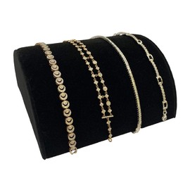 N'icePackaging 1 Qty - Midnight Black Velvet Half Moon Free-Standing Display - 5.1" Wide - for Bracelets/Bangles/Watches