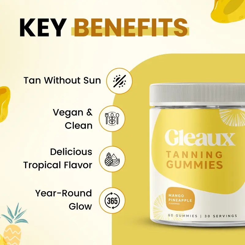 Tanning Support Gummies for Men & Women – Beta Carotene,