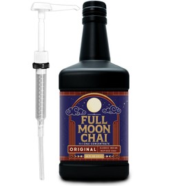 Maya Tea Full Moon Chai Concentrate, Original Classic Indian Inspired, Organic Cane Sugar, Natural Flavors, 64 Ounce with White Pump