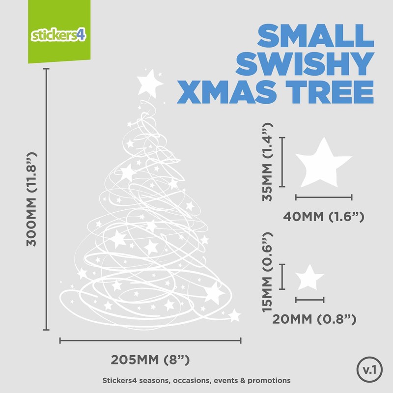 Christmas Window Stickers - Swishy Tree Christmas Window Cling Decoration