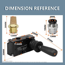Innfeeltech 1 x Air Hand Lever Actuated Valve 3-Way 2-Position 1/4 Inch BSP Pneumatic Solenoid Valve Manual Control Push-Pull 3H210-08