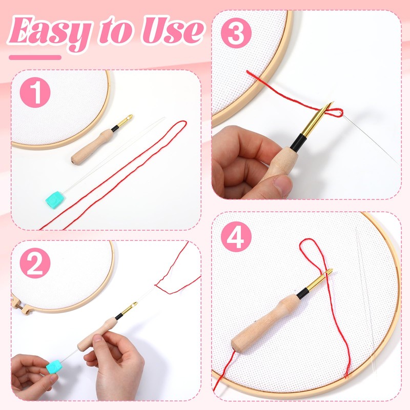 5 Pcs Embroidery Punch Needle Threader, Sewing Machine Needle Threader,