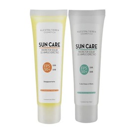 Nuestra Tierra Cosmética Sun Care Kit Protector Solar FPS 50+ Despigmentante y Cutis Graso Mixto, UVA y UVB, 100g