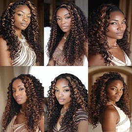 BilltiiWW Brown With Highlight P1B30 Loose Deep Water Wave Bundles 1B and Light Brown Bundles two tone Brazilian Hair Extensions Soft and Silky for Women 14 16 18 Inch