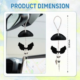 Black Western Cowboy Hat Car Hanging Decor, Felt Mini Cowboy Hat with Angel Wings Pendant, Unique Rearview Mirror Charm for Women, Car Interior Ornament Accessories (Black)