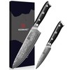KEEMAKE Damascus Kitchen Knife Set, 2PCS Ultra Sharp 67-Layer Damascus