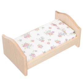 Abaodam Mini House Furniture Doll Bed Wooden 1:12 Miniature Bed with Cotton Bedding and Cushion Toy for Children's Room Dollhouse Accessories
