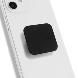 On The Grip Matt Black Collapsible Phone Grip & Stand Sleek All-Black Design for Secure Hold & Stylish Look (Square Adhesive)