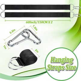 Taeku Swing Attachment, 1 Pair Tear-Resistant Polyester Hammock Hanging Chair Attachment Cable Pull Suspension Bands with 2 Carabiners for Fitness Camping Picnic Outdoor (150 cm)