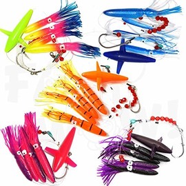 Fish Wow! Fishing Daisy Bird Chain Squid Lure Rig Teaser Trolling - Set of 5