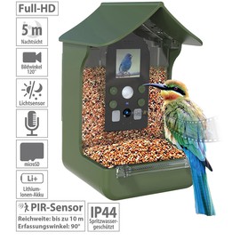 VisorTech Bird House Camera: Bird Feeder & Feeder, Full HD Camera, PIR Sensor, Night Vision (Wildlife Camera Bird House, Bird Feeder with Camera, Bird Watching)
