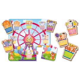 Liscianigiochi 96855 Animals Wood Puzzle Luna Park Montessori Baby Wooden Cube Puzzle Lunapark 15p, One Size
