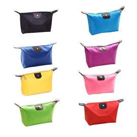 SJBAUTYO 8 Multicoloured Cosmetic Bag Dumpling Shaped Nylon Foldable Travel Cosmetic Bag for Women Shopping Bag, black