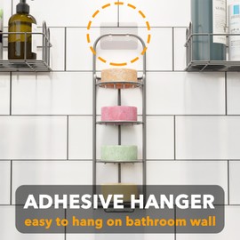 SpaceAid 4 Tier Shampoo Bar Holder for Shower, Self Draining Soap Bar Holders Caddy for Bathroom Wall and Kitchen Sink, Shampoo Bar Dish Rack, Stainless Steel Bar Soap Holder (Gray)