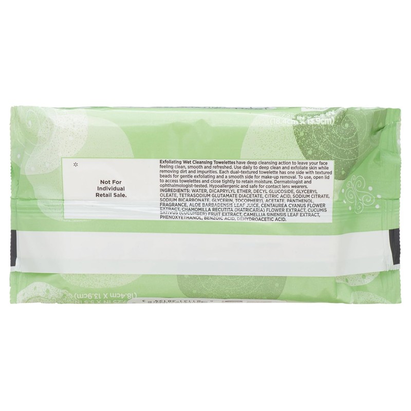 Equate Exfoliating Wet Cleansing Makeup Remover Facial Wipe, Twin Pack,