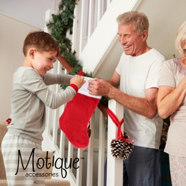 Motique Accessories Christmas Stocking - Red Xmas Stockings Plush with White Cuffs - Set of 3