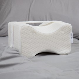 Mind Reader Knee Pillow, Lumbar Support, Leg Pillow, Sciatica, Side Sleeper, Memory Foam, 9.5" L x 8.25" W x 6" H, Blue and Gray