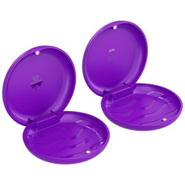 ZIZNBA 2 Pack Retainer Cases,Solid Orthodontic Retainer Case (Purple)