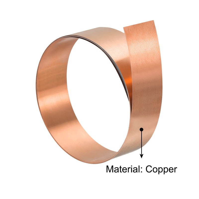 sourcing map Copper Sheet Roll, 3000mm x 20mm x 0.1mm