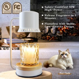 Candle Warmer Lamp with Timer 50W Dimmable Warming Light for Jar Candles Adjustable with Coasters Modern Metal White Wax Melt Lamp Housewarming Gift Ideas Zen SPA Yoga Gift for Women Mother Birthday