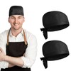 Cabilock 2pcs Black Tie Back Working Caps Adjustable Hats Chef
