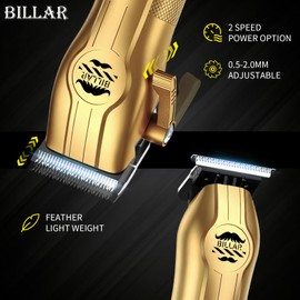 ® Professional Barber Clippers and Trimmer Set - Foil Shaver Professional Hair Clippers for Men, Mens Cordless Hair Clipper for Barbers Haircut Kit（Golden）
