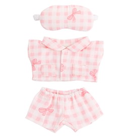 6.7 Inch Doll Outfit Clothes Set, Pink Bow Doll Pajama with Eye Mask Cute Soft Plush Toy Clothing Accessories for Collectors Enthusiasts Decoration & Display