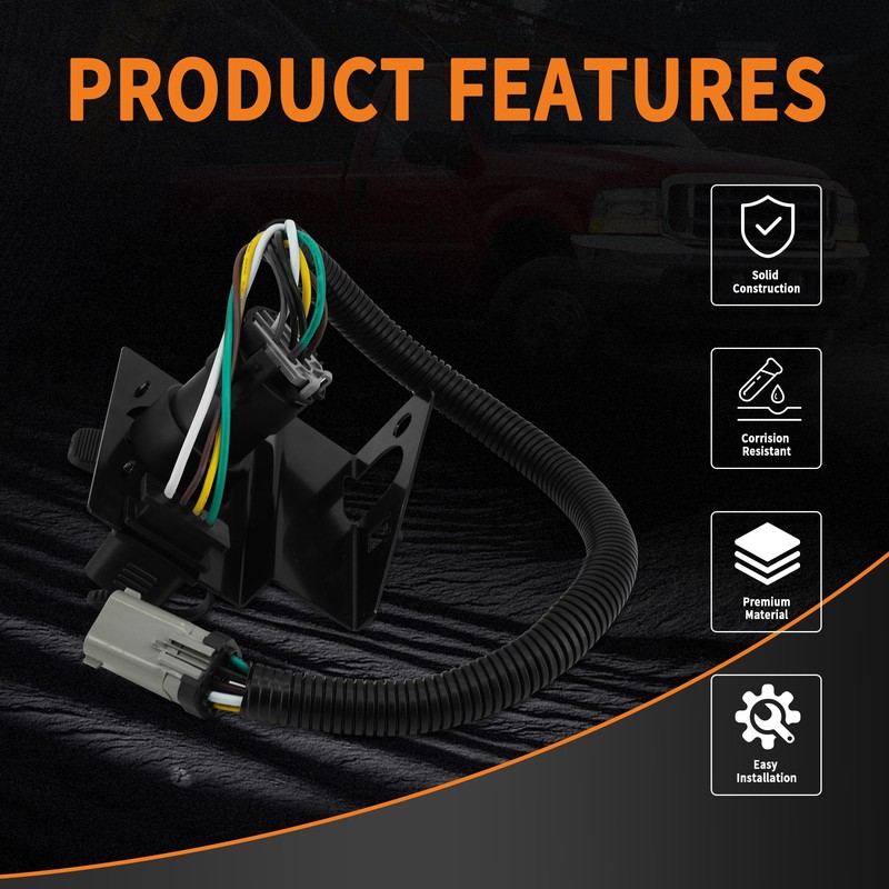 GLOCRORET 4-Flat 7-Way Trailer Tow Wiring Harness Plug Compatible with