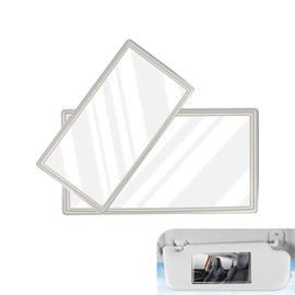 Dogary 2 PCS Car Sun Visor Mirror, HD Shatterproof Metal Grooming Plate, Stick-on Multi-use Makeup Sun-shading Mirror, Universal for Most Vehicles (White)