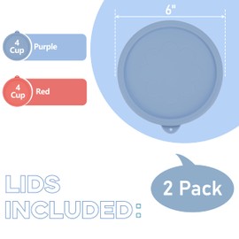 LUVCOSY 4 Cup Round Silicone Storage Cover Lids Replacement for Anchor Hocking and Pyrex 7201-PC Glass Bowls (Container not Included) 2 Pack Light Red & Purple