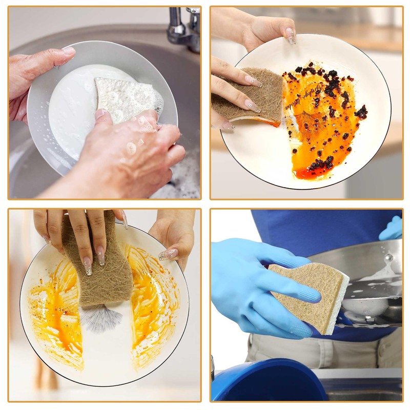 12 Pack Non Scratch S-Shaped Natural Kitchen Sponges - Biodegradable