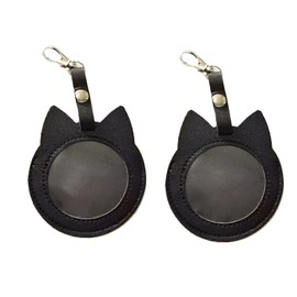 PandaSays 2 Pcs Can Badge Cover, Leather Badge Cover, Key Holder, Perfect for 2.3 - 2.6 inches (58 - 65 mm) Badges, Pain Bag, Highly Transparent, Scratch-Resistant, Badge Storage, Black Cat