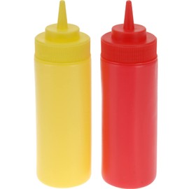 Abrus® Set of 2 Sauce Dispenser | Plastic Handy Squeeze Bottle/Dosing Bottle 400ml | Leak Proof Refillable Container for Kitchen/Table Use