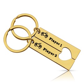Valentines Day Gift for Husband Anniversary Keyring Gift for Couple Gamer Lovers Gift Player 1 Player 2 Matching Keyring Set Couple Jewelry for Boyfriend Engagement Wedding Gift for Women Men Him Her